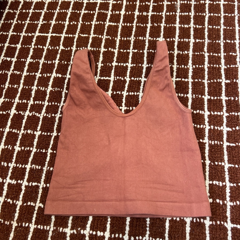 Rust Ribbed Tank Top - Picture 2 of 2